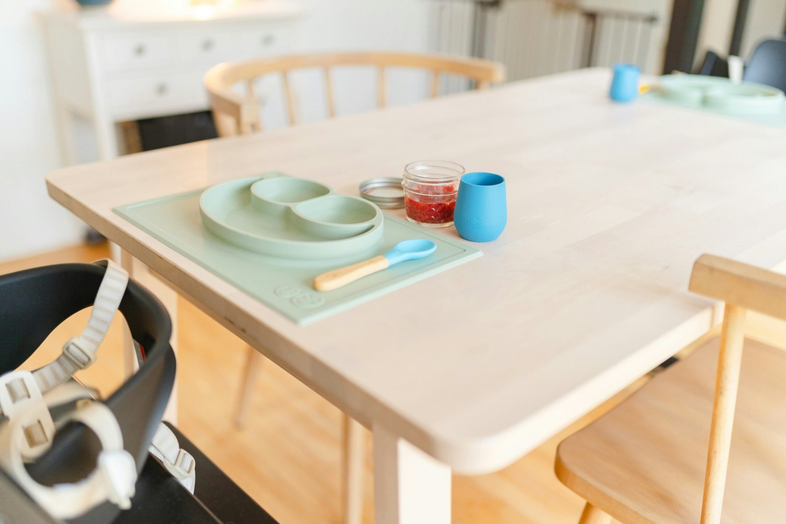 Toddler chair at a dining table, promoting independence and playtime